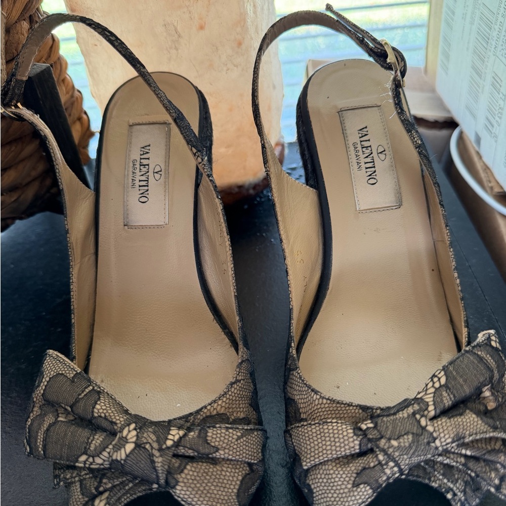 Valentino Women's Lace Peep-Toe Heels